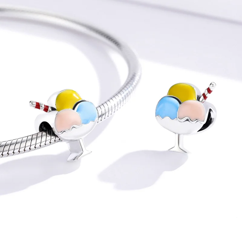 (image for) Pandora Style Silver Tri-Color Ball Ice Cream Charm - SCC1532 - View 4