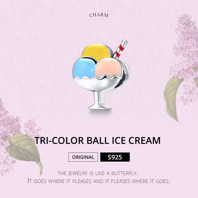 (image for) Pandora Style Silver Tri-Color Ball Ice Cream Charm - SCC1532 - View 6