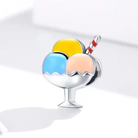 Pandora Style Silver Tri-Color Ball Ice Cream Charm - SCC1532 Pandora Style Silver Tri-Color Ball Ice Cream Charm - SCC1532