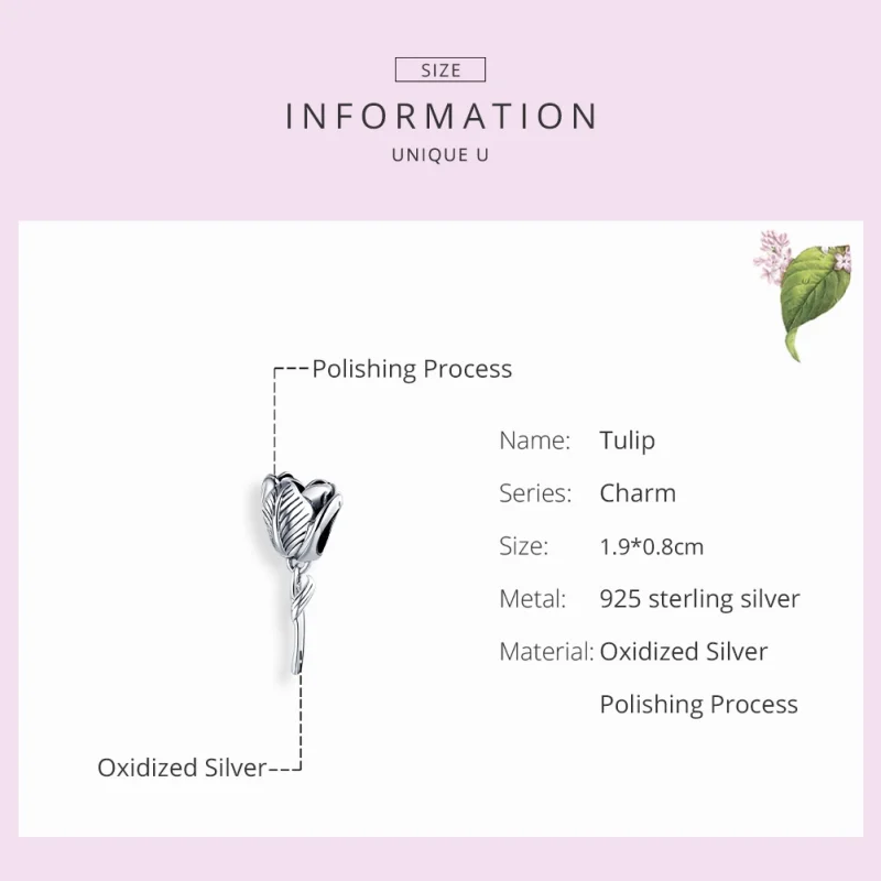 (image for) Pandora Style Silver Tulip Charm - SCC1514 - View 7