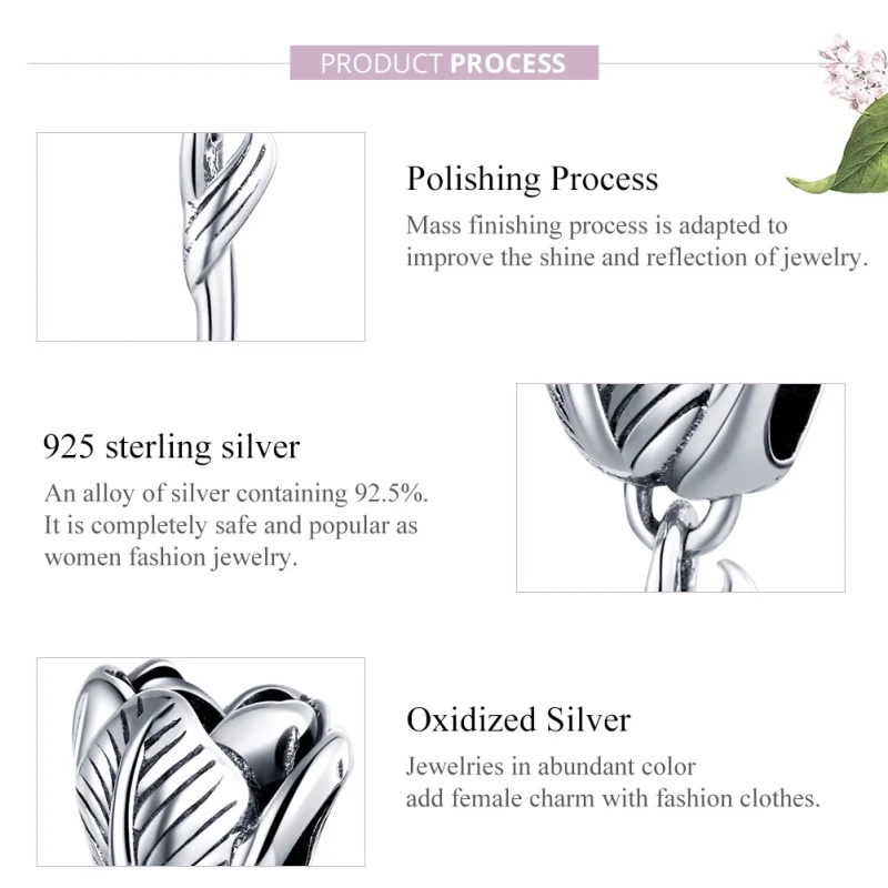 (image for) Pandora Style Silver Tulip Charm - SCC1514 - View 8