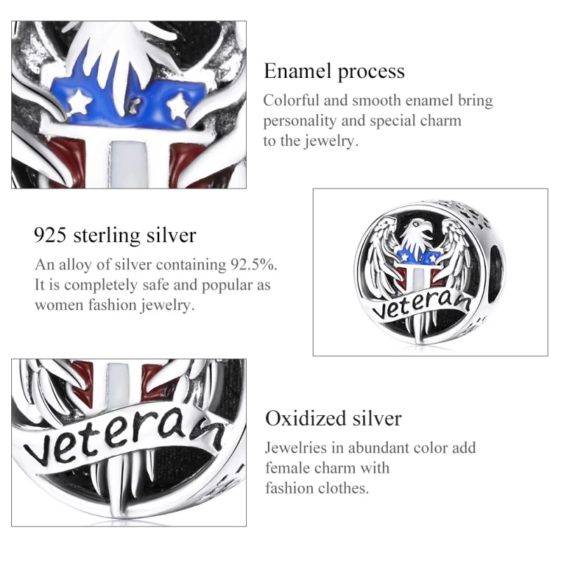 (image for) Pandora Style Silver Veteran Charm - SCC1885 - View 8