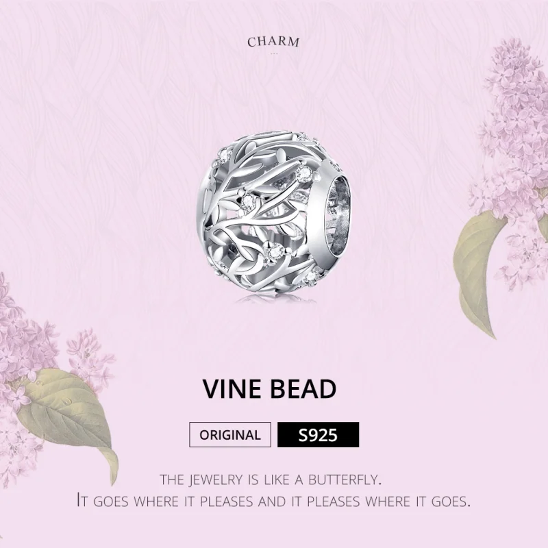 (image for) Pandora Style Silver Vine Charm - BSC256 - View 6