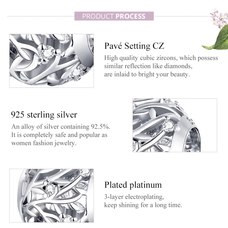 (image for) Pandora Style Silver Vine Charm - BSC256 - View 8