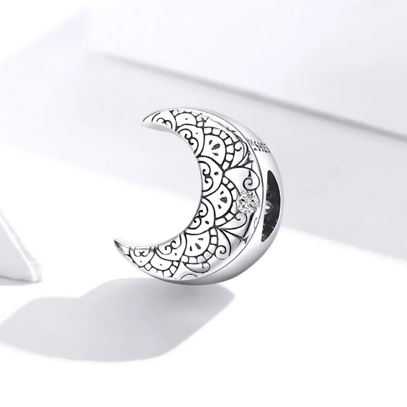 (image for) Pandora Style Silver Vine & Moon Charm - SCC1604 - View 2
