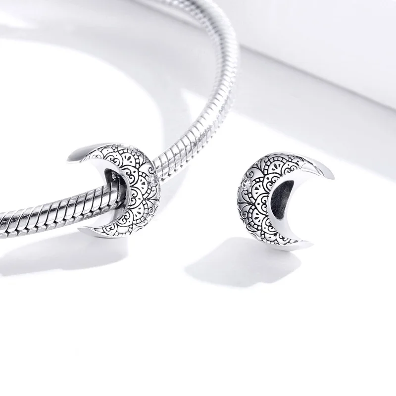 (image for) Pandora Style Silver Vine & Moon Charm - SCC1604 - View 4