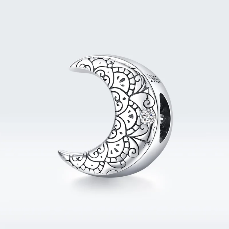 (image for) Pandora Style Silver Vine & Moon Charm - SCC1604 - View 5
