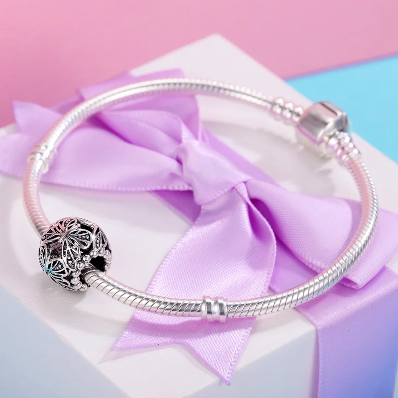 (image for) Pandora Style Silver Vintage Butterfly Charm - SCC491 - View 5