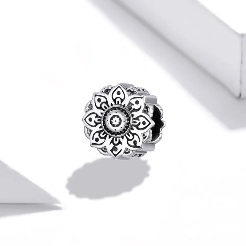 (image for) Pandora Style Silver Vintage Lotus Charm - SCC1823 - View 2