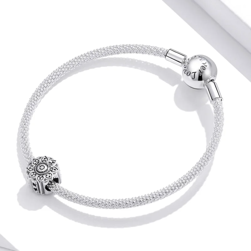 (image for) Pandora Style Silver Vintage Lotus Charm - SCC1823 - View 3