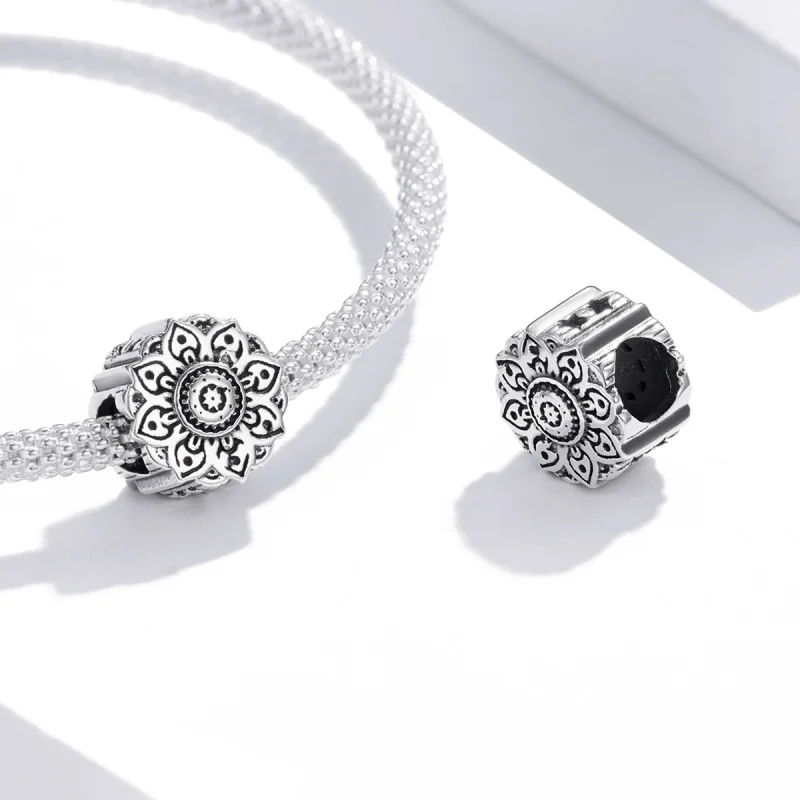 (image for) Pandora Style Silver Vintage Lotus Charm - SCC1823 - View 4