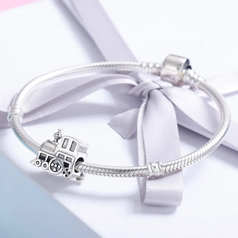 (image for) Pandora Style Silver Vintage Train Charm - SCC507 - View 4