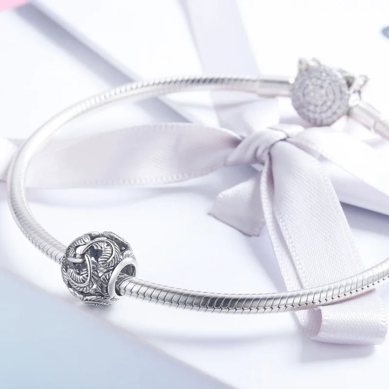 (image for) Pandora Style Silver Vintage Wings Charm - SCC810 - View 4