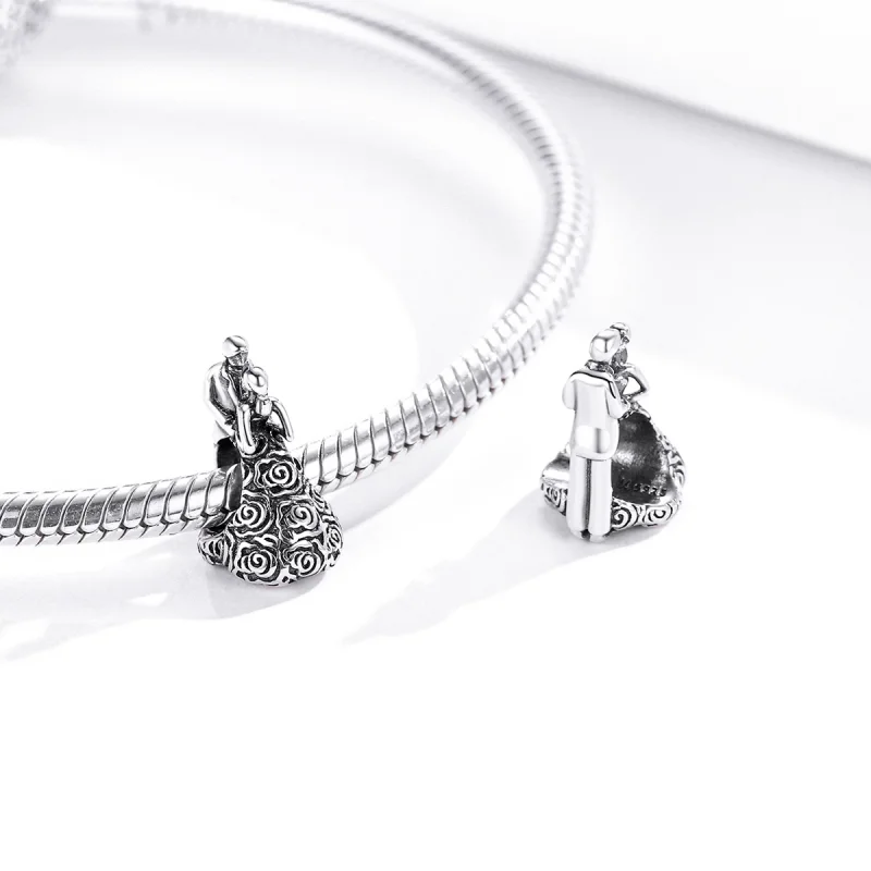 (image for) Pandora Style Silver Wedding Party Dancing Bride And Groom Charm - SCC1564 - View 4