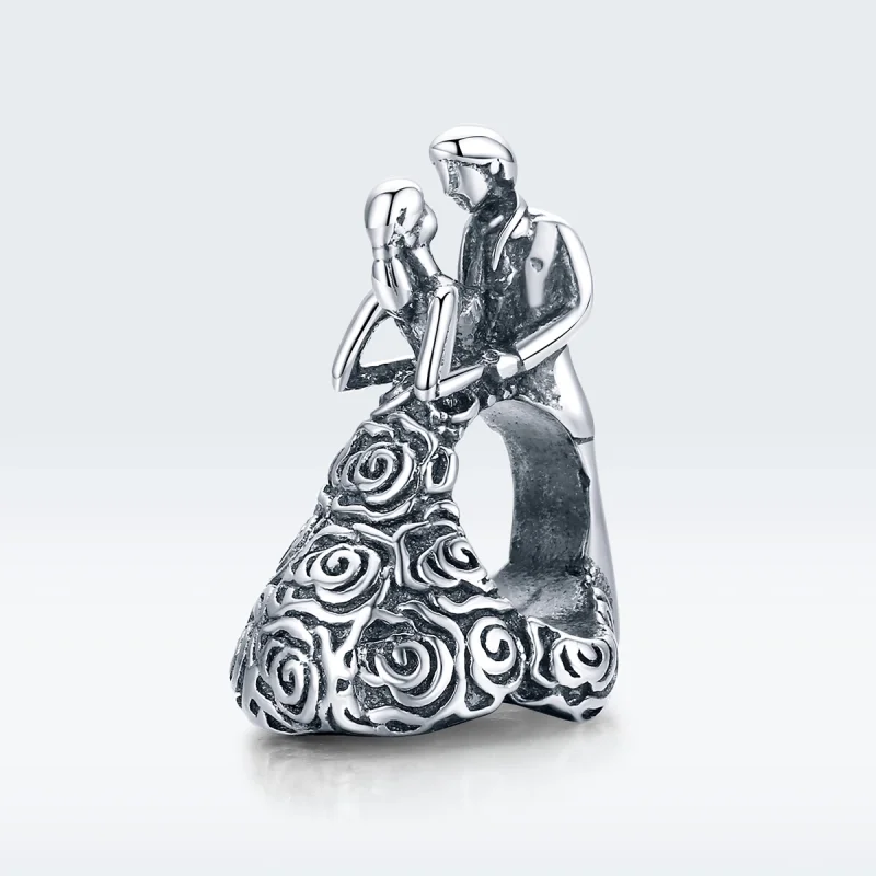 (image for) Pandora Style Silver Wedding Party Dancing Bride And Groom Charm - SCC1564 - View 5