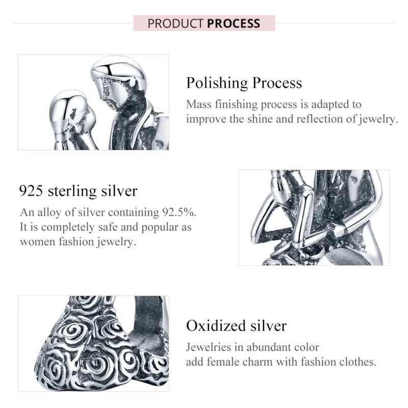 (image for) Pandora Style Silver Wedding Party Dancing Bride And Groom Charm - SCC1564 - View 7