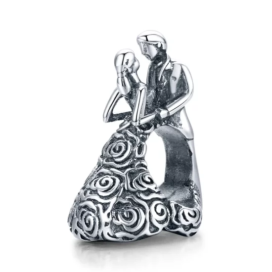 Pandora Style Silver Wedding Party Dancing Bride And Groom Charm - SCC1564