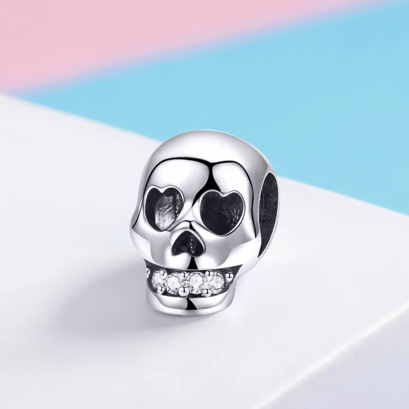 (image for) Pandora Style Silver White Skull Charm - SCC965 - View 2