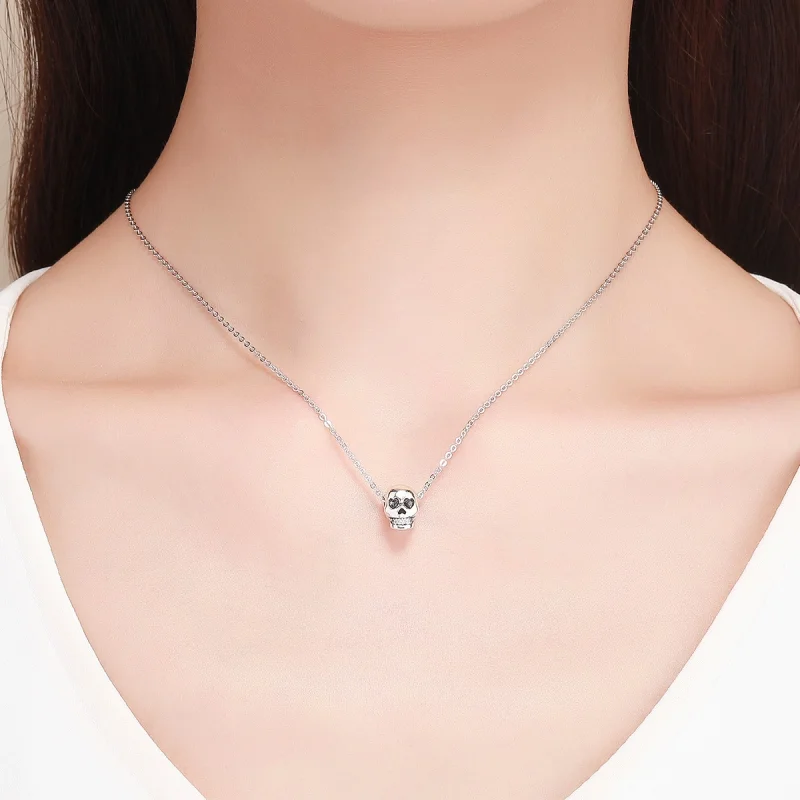 (image for) Pandora Style Silver White Skull Charm - SCC965 - View 5