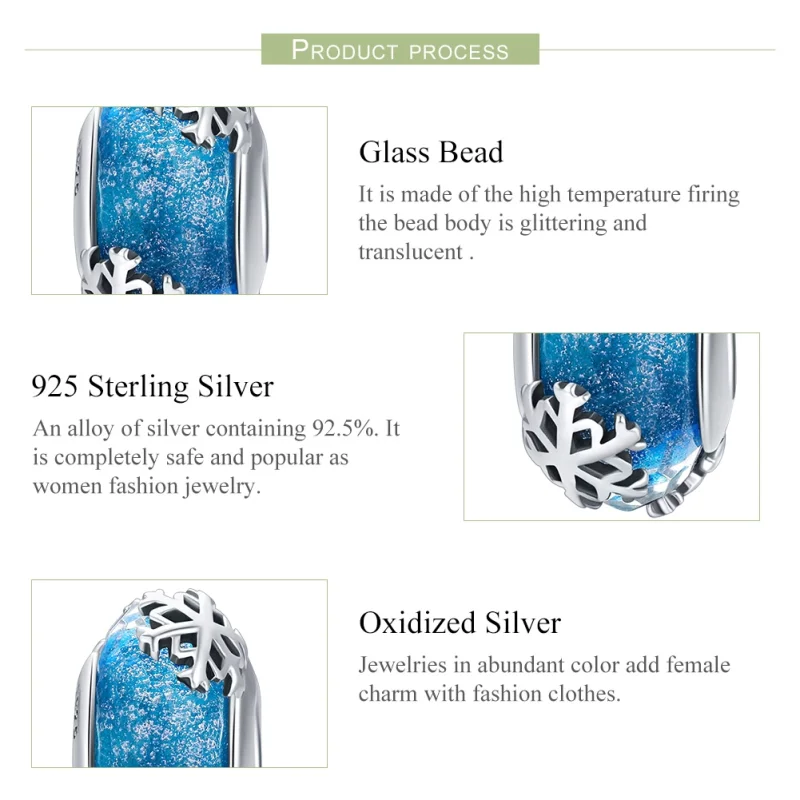 (image for) Pandora Style Silver Winter Frozen Snowflakes Charm - SCC862 - View 7