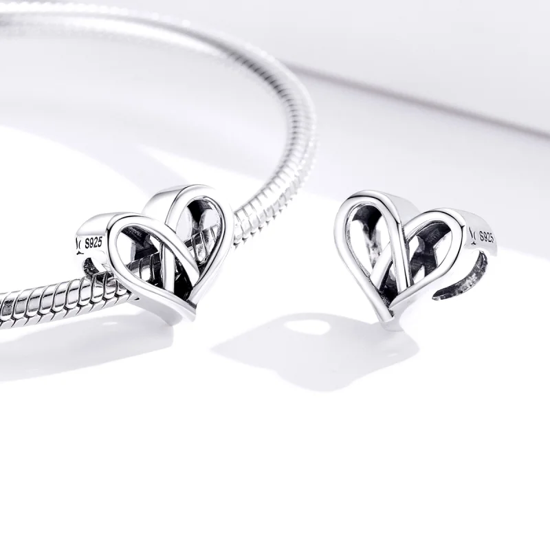 (image for) Pandora Style Silver You And Me Heart to Heart Charm - SCC1552 - View 4