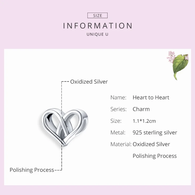(image for) Pandora Style Silver You And Me Heart to Heart Charm - SCC1552 - View 7