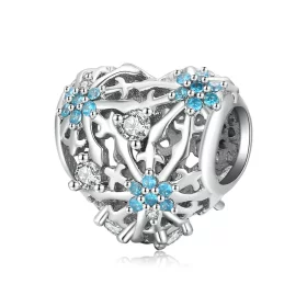 Pandora Style Snowflake Heart Charm - BSC530 Pandora Style Snowflake Heart Charm - BSC530