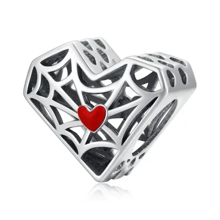 Pandora Style Spider Web Heart Charm - SCC1958