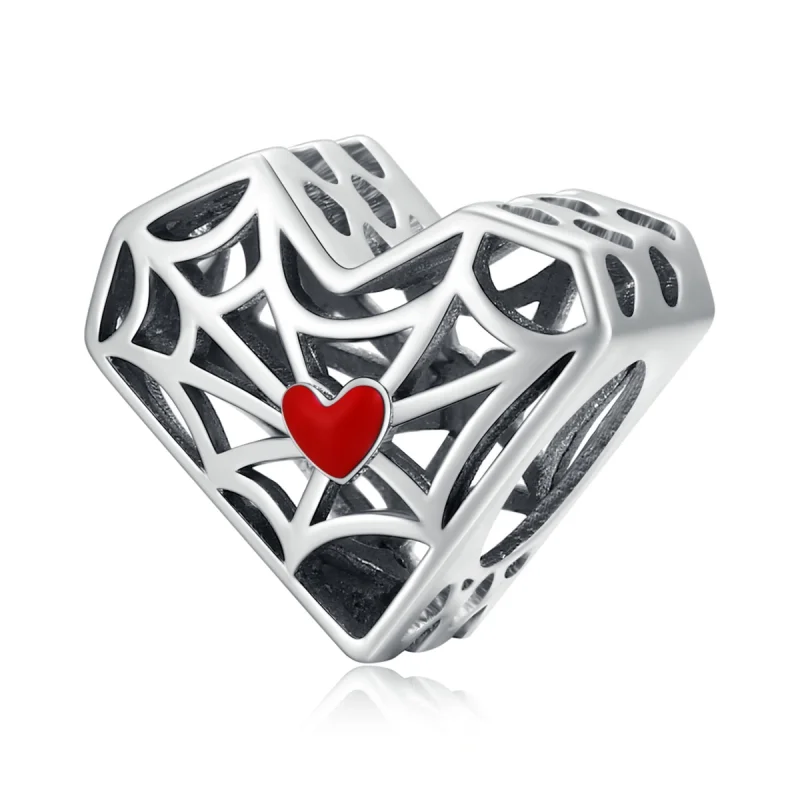 (image for) Pandora Style Spider Web Heart Charm - SCC1958 - Product Image