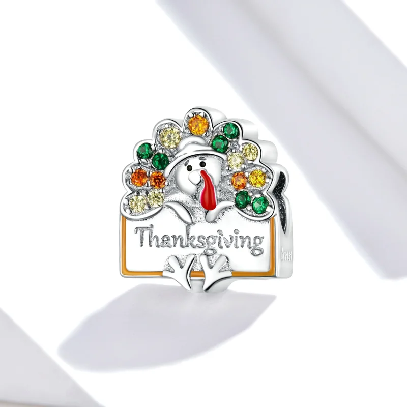 (image for) Pandora Style Thanksgiving Turkey Charm - BSC339 - View 2