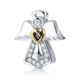 Pandora Style Two Tone Bicolor Guardian Angel Charm - SCC747 Pandora Style Two Tone Bicolor Guardian Angel Charm - SCC747