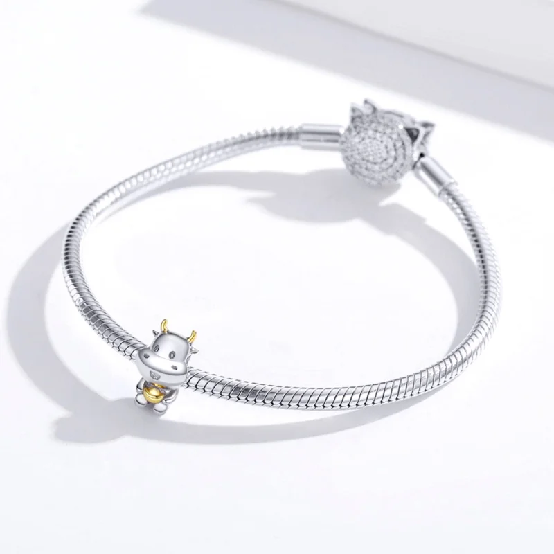 (image for) Pandora Style Two Tone Bicolor Lucky Cow Charm - SCC1709 - View 3