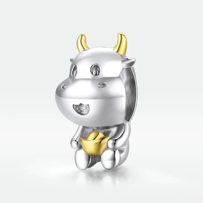 (image for) Pandora Style Two Tone Bicolor Lucky Cow Charm - SCC1709 - View 5