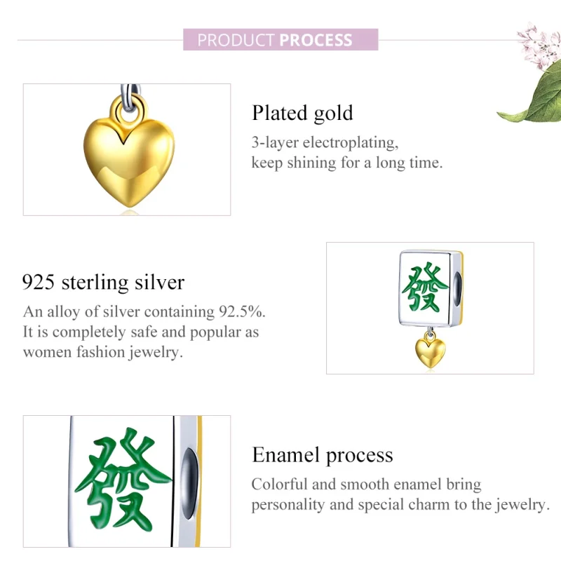 (image for) Pandora Style Two Tone Bicolor Mahjong Tiles Charm - SCC1751 - View 8