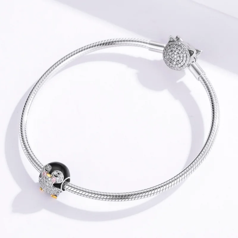 (image for) Pandora Style Two Tone Bicolor Penguin Charm - BSC126 - View 3