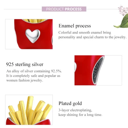 Pandora Style Two Tone Delicious Fries Charm - SCC1606