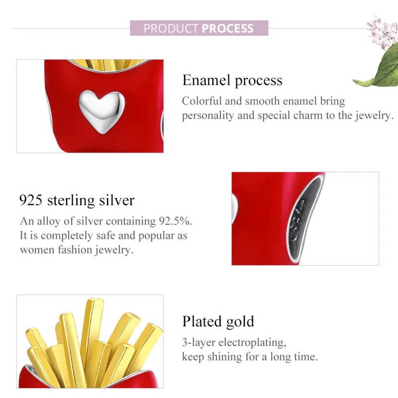 (image for) Pandora Style Two Tone Delicious Fries Charm - SCC1606 - View 8