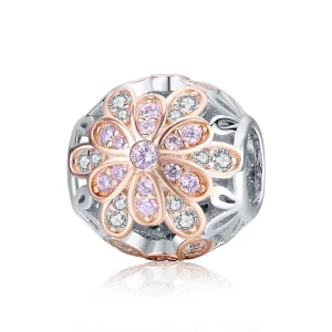 Pandora Style Two Tone Flowers Charm - SCC922 (image for) Pandora Style Two Tone Flowers Charm - SCC922