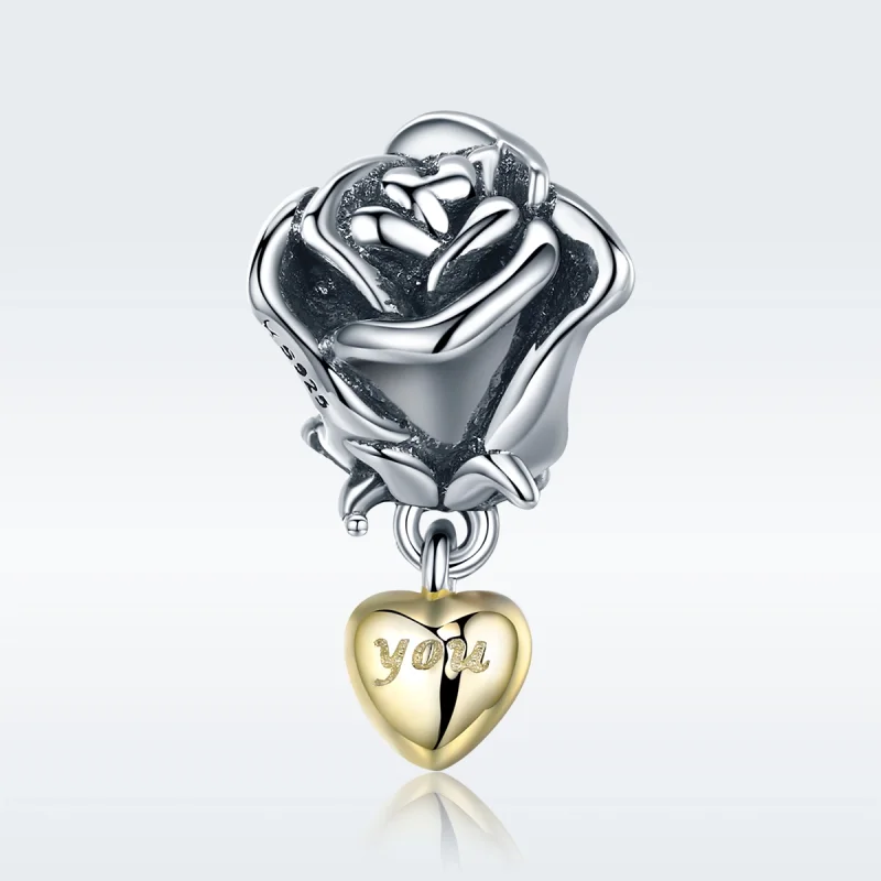 (image for) Pandora Style Two Tone I Love You Charm - SCC455 - View 2