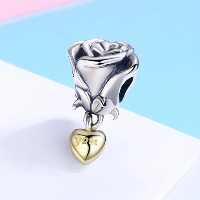 (image for) Pandora Style Two Tone I Love You Charm - SCC455 - View 4