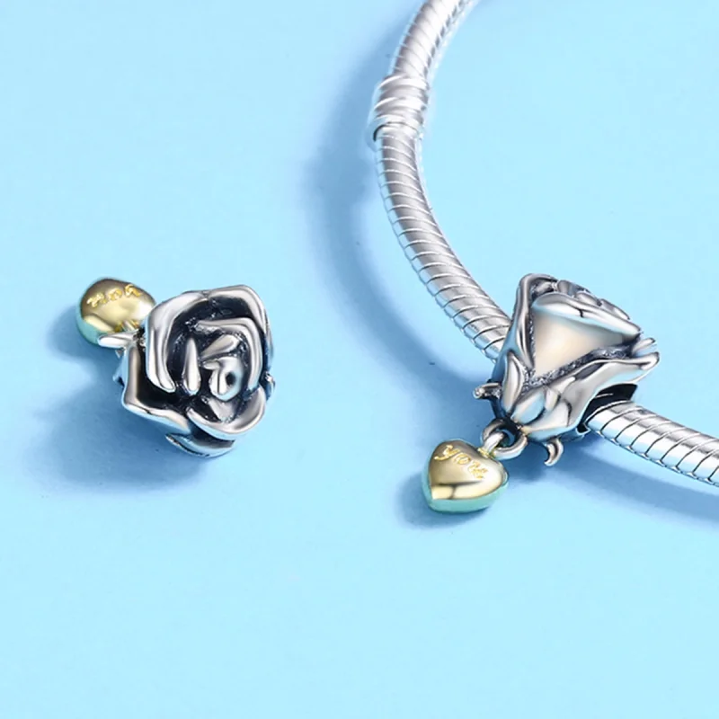 (image for) Pandora Style Two Tone I Love You Charm - SCC455 - View 6