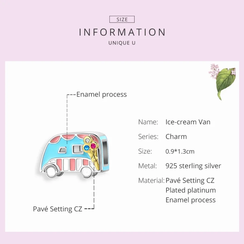 (image for) Pandora Style Two Tone Ice-Cream Van Charm - BSC163 - View 7