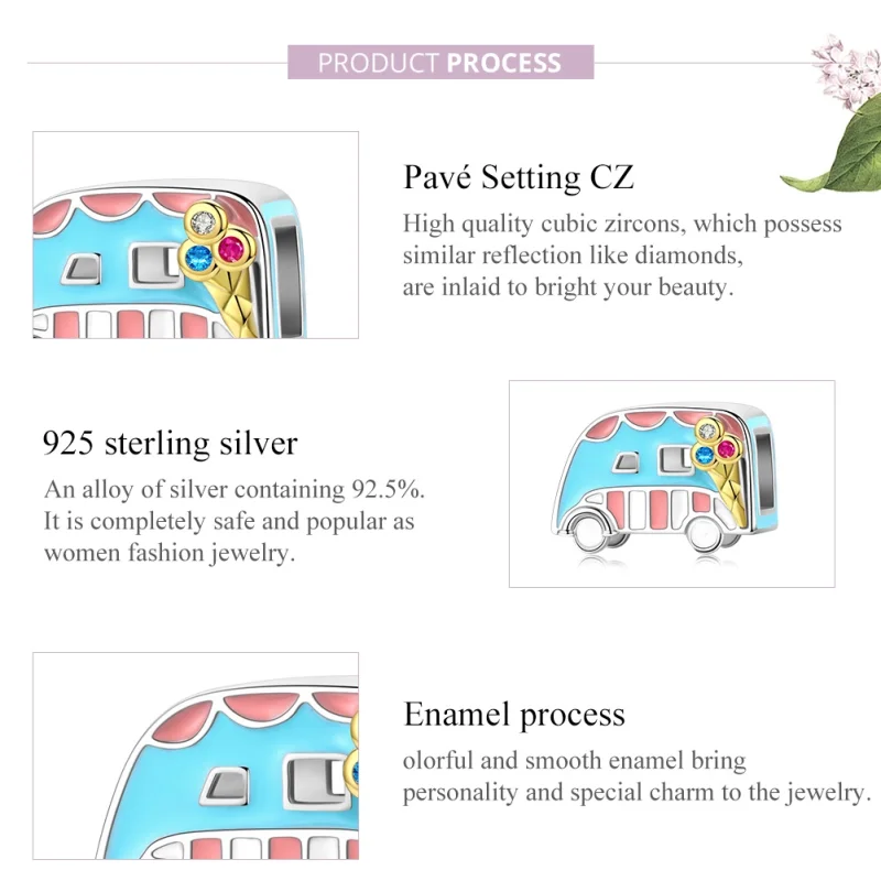 (image for) Pandora Style Two Tone Ice-Cream Van Charm - BSC163 - View 8