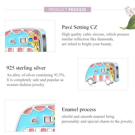 Pandora Style Two Tone Ice-Cream Van Charm - BSC163