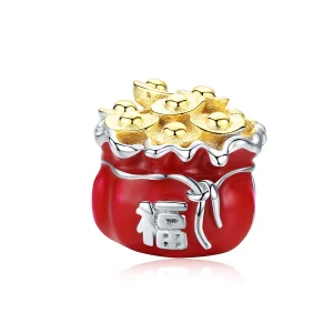 (image for) Pandora Style Two Tone Lucky Bag Charm - BSC100