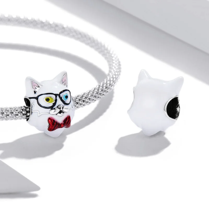(image for) Pandora Style White Cat Charm - SCC2093 - View 4