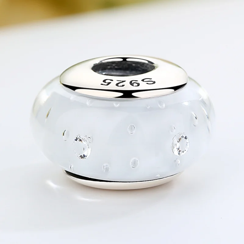 (image for) Pandora Style White Murano Glass Charm - SCZ002 - View 3