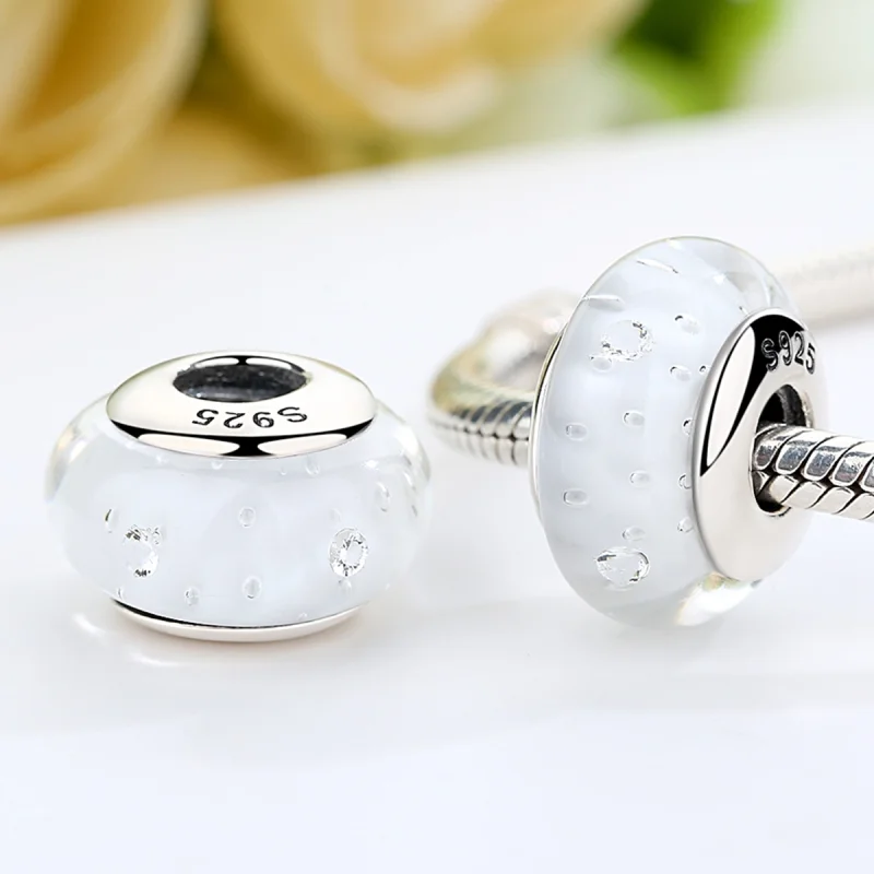 (image for) Pandora Style White Murano Glass Charm - SCZ002 - View 5
