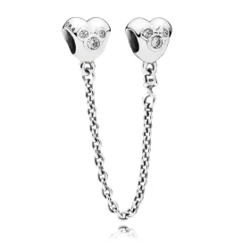 Disney, Heart of Mickey With Clear Cz Safety Chain - PANDORA