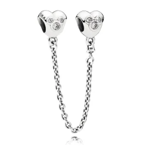 (image for) Disney, Heart of Mickey With Clear Cz Safety Chain - PANDORA